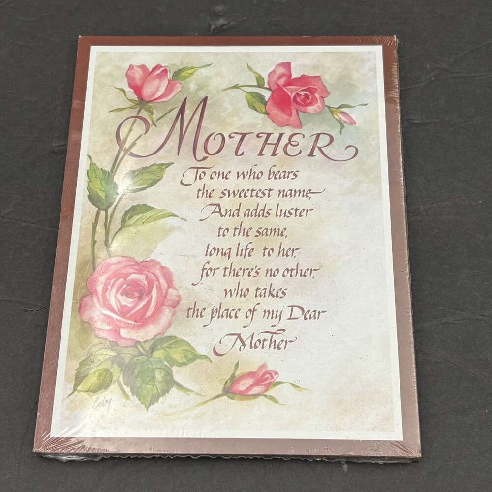Vintage Graphic Greetings Mother Poem Print Pink Roses Stand Sealed Cottagecore